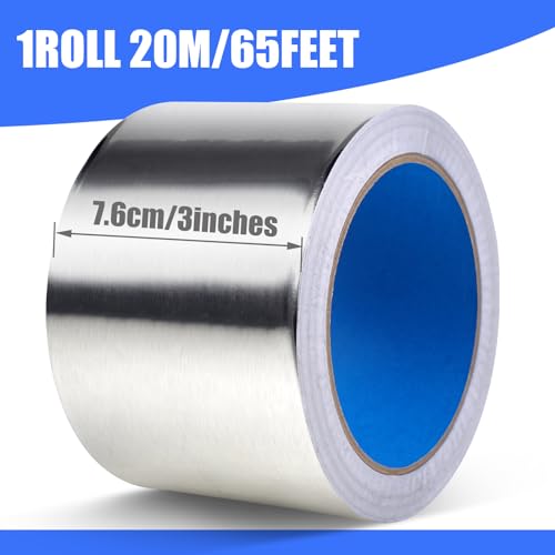 Image of Romeda Aluminum Foil Tape, 3 inch x 65 Feet (3.9 mil), Insulation Adhesive Metal High Temperature Heavy Duty HVAC Tape, Silver for Ductwork, Dryer Vent, HVAC