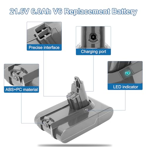 Image of Upgraded 6000mAh V6 21.6V Lithium Replacement Battery 21.6 Volt(Sliver)
