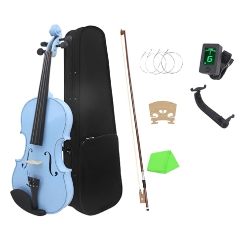 Violon 4/4 débutant bleu instrument à cordes en bois massif pour adulte