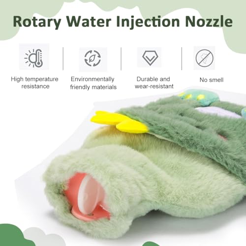 Image of HANNEA Hot Water Bottle Rubber with Soft Cover, Hot Water Bag for Cramps, Pain Relief, Removable Hot Cold Pack Hot Water for Hand Feet Warmer, Neck and Shoulder Pain Relief, Green