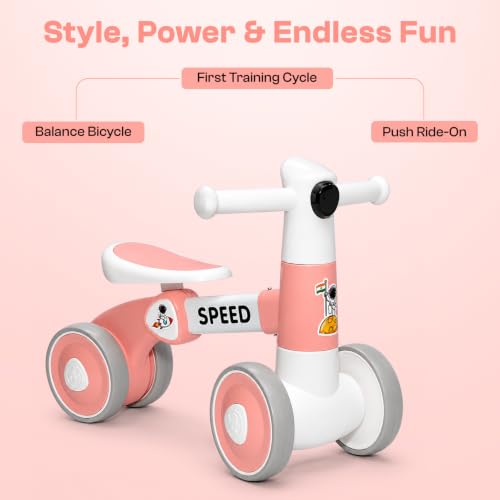 Image of Toyzone Impex Pvt Ltd Toyzone Balance Bicycle Pink |Bicycle Ride On|Push Cycle with Music & Lights |Manual Mini Ride on for Boys & Girls|Sturdy First Riding Toy | Kids