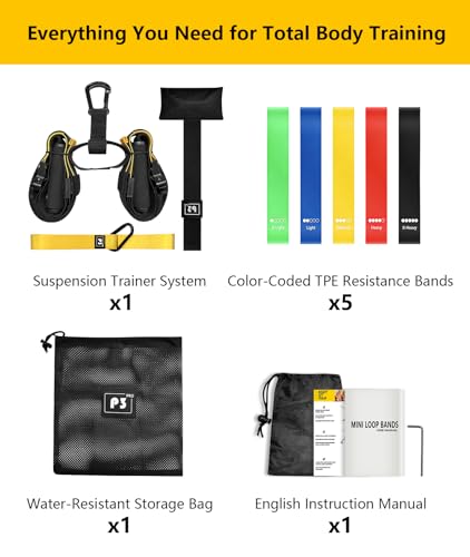 Home Resistance Training Kit - Full Body Workout Equipment with Suspension Straps, Handles & Door Anchor - Portable Fitness Gear for Home Gym, Strength Training & Weight Loss