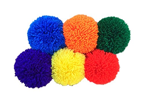 Fluffilo 6-Pack Soft Fleece Balls: Large 5" yellow, green, blue, purple, red, orange