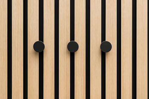 Lot de 5 crochets pour panneaux acoustiques - Sans perçage - Rond - Noir mat