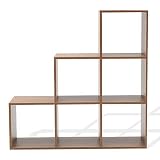 Rebecca Mobili Etagère au Sol, Meuble de Rangement Escalier Marron Chene, MDF, 6 Niveaux, Design Moderne, Organisateur de Dossier Recus Livres -Dimensions: 97,5 x 97,5 x 29 cm (HxLxL) - Art. RE6044