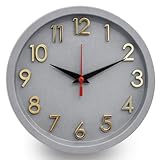 Relógio de Parede 3D Dourado com Mecanismo Step Silencioso - Ideal para Cozinhas, Escritórios e Quartos (Cinza)