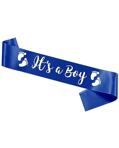 Image of ITS A Boy Sash, Dark Blue Satin with White Font & Baby Foot, Mom to be Party | Baby Shower for Mommy to be Decors Mother Gifts, Baby Girl Neutral Twins