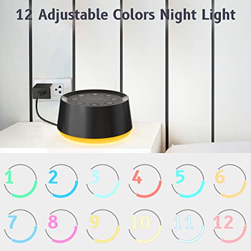 Image of Brown Noise Sound Machine with 30 Soothing Sounds 12 Colors Night Light White Noise Machine for Adults Baby Kids Sleep Machines Memory Function 36 Volume Levels 5 Timers for Home Office Travel