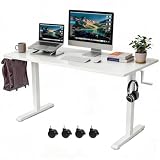 Whole Piece Manual Standing Desk Adjustable Height with Lockable Casters- Hand Crank Stand up Desk with Wheels, Mobile Sit to Stand Workstation with Handle