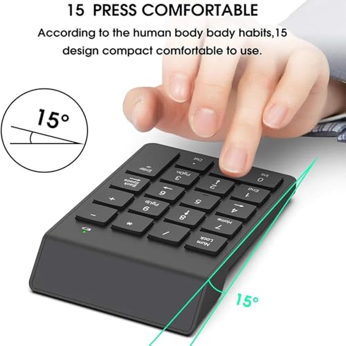 LHXYKK テンキー ワイヤレステンキー弓式超薄型静音設計抗菌 無線 2.4G接続 numlock非連動 左手デバイス 片手デバイス ショートカットキー iOS iPadOS Windows Android互換(ブラック) の商品画像 2