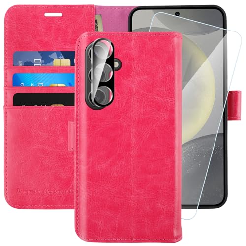 MONASAY Wallet Case for Samsung S24 with 3 Card Holders - Hot-Pink