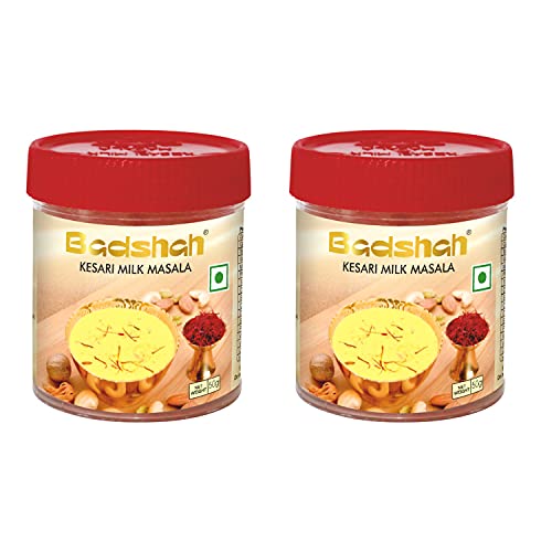Image of Badshah Kesari Milk / Doodh Masala Powder / Made with Almond, Cashew Nuts, Cardamom (Elaichi) Saffron (Kesar) / Freshly Blended / Tasty and Healthy / 100 Gram (50 Gram x 2 Packs )