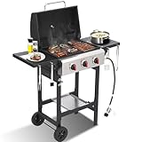 3-Burner Propane Gas Grill with Cast Iron Grate - 30000 BTU...