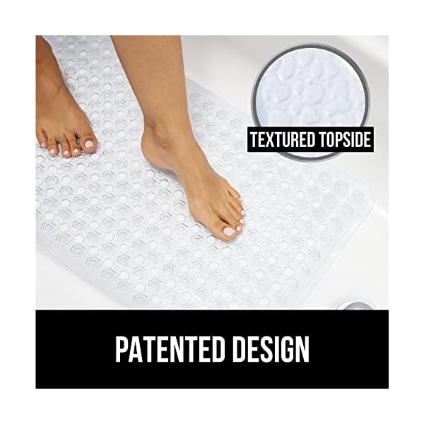 Gorilla Grip Patented Bath Tub Shower Mat, 35x16 Washable Bathtub Floor Mats, Suction Cups and Drain Holes to Keep Tubs Clean, Clear - Image 4