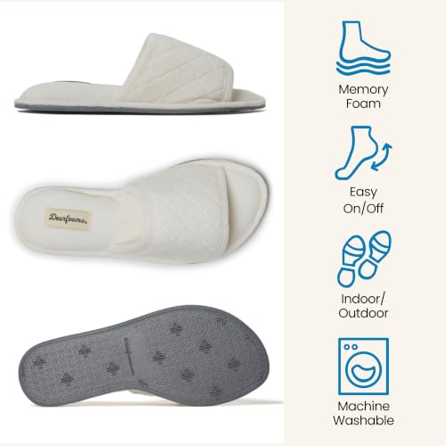 Image of Dearfoams womens Slipper Memory Foam Summer House Shoe Beatrice Terry Slide