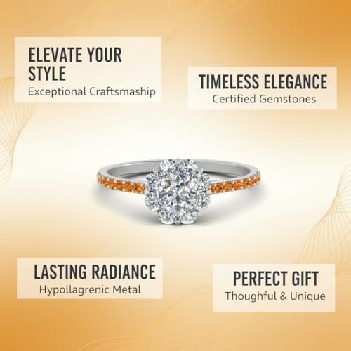 Image of Choose Your Gemstone Flower Halo Diamond CZ Ring 925 Sterling Silver Round Shape Halo Engagement Rings Everyday Jewelry Wedding Jewelry Handmade Gifts for Wife US Size 4 to 12