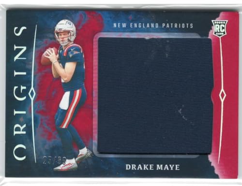2024 Panini Origins Drake Maye Red Jumbo Jersey Patch Rookie Card