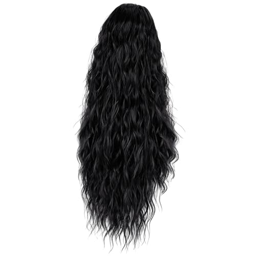 Coleta ondulada negra de 66 cm ideal para un peinado rápido de uso diario