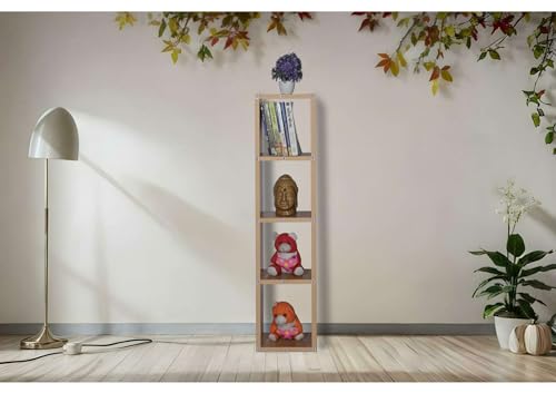 Image of SBF Furniture Tree Bookshelf Floor Standing Bookcase Free Standing Multipurpose Storage Rack for Books Magazines Organizer Showcase DIY (NEW MINI GHODO - Yellow, NEW MINI GHODO)