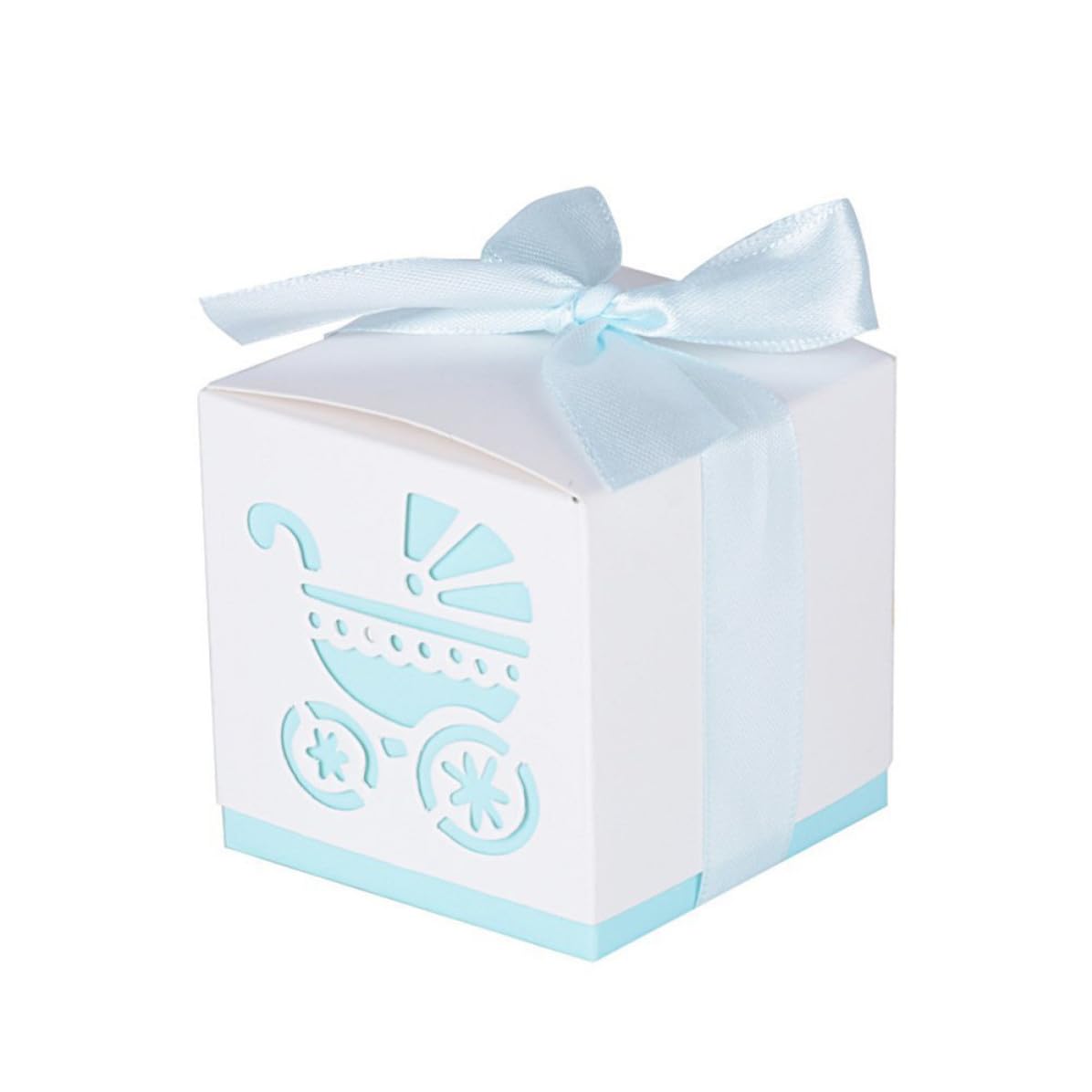 Boîtes à dragées en papier bleu faciles à assembler pour fête de naissance - 8