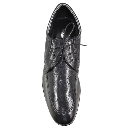 Baldinini Men's Black Leather Derby Dress Shoes, Comfort Moc-Toe Oxford, Italian Made 6