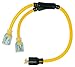 Coleman Cable 01934 3-Feet Generator Power Cord Adapter, 10/4 Splitter Y Adapter, L14-30P to (2) 10/3 Lighted 5-20R