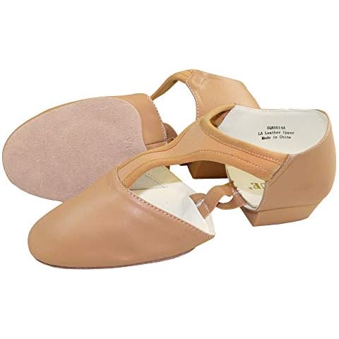 Danzcue Adult Leather Grecian Sandal Dance Shoes, Light Tan, Large Cover