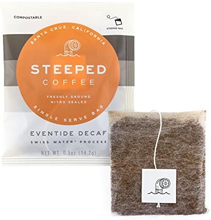 Single Serve Coffee Packs, No Machine Needed, Commercially Compostable, Just Add Water, Direct Trade, Hand Roasted & Freshly Ground, Specialty Grade, Nitro Sealed for Freshness (Eventide Decaf (Swiss Water Process), 8 Count (Pack of 1))