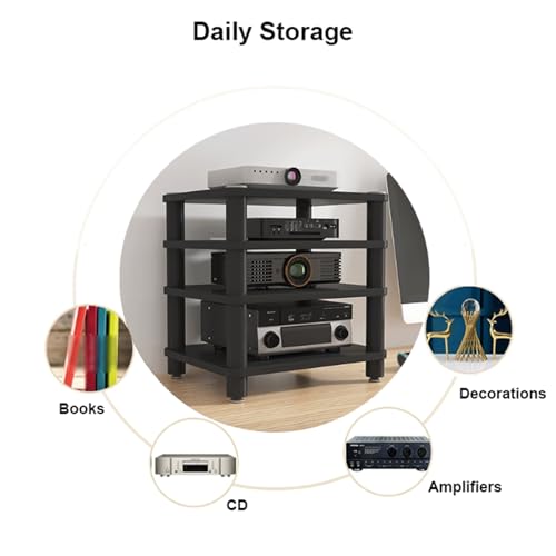 Multimedialny stojak na stół z obsługą AV, 2/3/4 poziomy, otwarty stojak na komponenty stereo, drewniana wieża HiFi do odtwarzacza DVD, konsola do gier, telewizor, meble z wyświetlaczem audio
