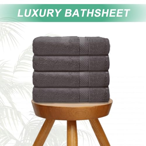 Luxury pack of 4 Bath sheets 100% cotton Towels Bath sheet supersoft quick dry extra large bath towels, Grey bathsheets for Bathroom, Hotel and Travel, Gym, Spa (Grey)