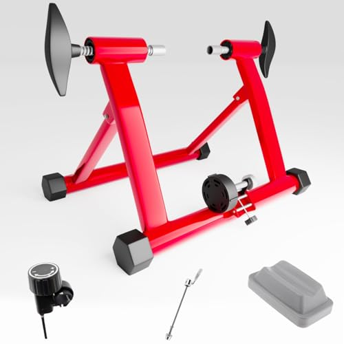 Rullo Magnetico Pieghevole per Allenamento Bicicletta in Casa Compatibile con Mountain Bike e Bici da Strada BDC Bici da Corsa | Rosso