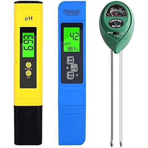 PH Meter, TDS PPM Meter, Soil PH Tester, PH/EC Digital Kit, 3 Pack Cover