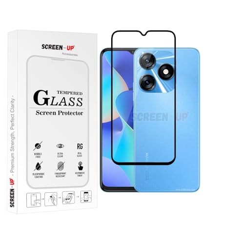 Image of ScreenUp Tempered Glass For Tecno Spark 10 - Ultra Clear, 9H Scratch Resistant, Full Coverage, Easy Install Screen Protector