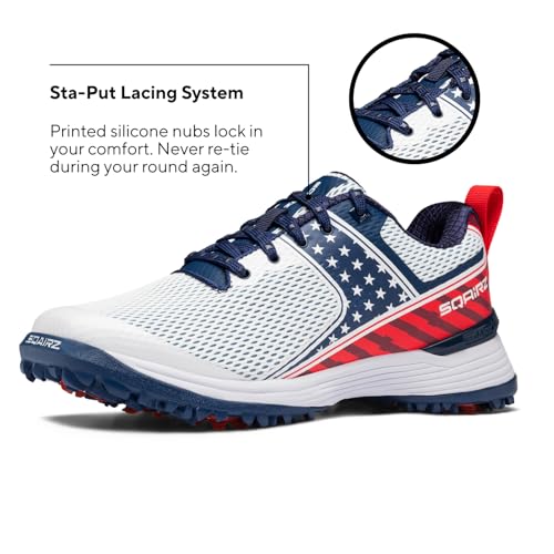 SQAIRZ Speed Wave, Men's Athletic Golf Shoes, Designed for Balance, Stability, & Comfort, Cushioned Foam Insole, Replaceable Spikes, Waterproof3