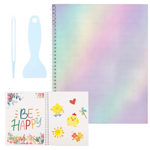 Álbum coleccionable de pegamentos reutilizable grande GLOBLELAND, cubierta holográfica dinámica de 8,8 × 11 pulgadas, con 50 hojas de papel liberador en blanco para adultos y herramientas incluidas miniatura 1