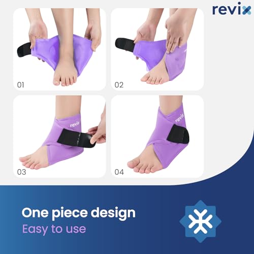 Image of REVIX Foot Ice Pack Wrap Reusable Gel Cold Packs for Injuries, Ankle Ice Wrap for Soothing Foot & Heel Discomfort, Sport Recovery, and Workout Relief, Achilles Tendonitis, Purple