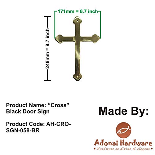 Adonai Hardware Cross Brass Door Sign - Polish Lacquered 4