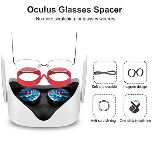 SUPERUS Silikon Anti-Kratzer Linsenschutz - VR Brillen Abstandshalter Kompatibel mit Oculus/Meta Quest 2 - VR-Zubehör Schützt VR-Objektive vor Kratzern auf der Brille (Rot) - Image 4