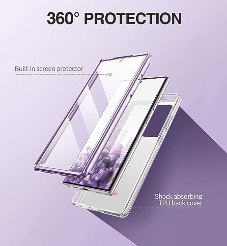 SURITCH for Samsung Galaxy S23 Ultra Case, [Built-in Screen Protector] [Dual-Layer Protection ] Full Protection Shockproof Rugged Bumper Phone Cover for Samsung S23 Ultra 6.8 Inch - Pure Purple