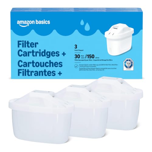 Amazon Basics Cartuchos filtrantes de Agua, Aptos y compatibles con Todas Las BRITA Incl.PerfectFit & Jarras, 3 Unidad
