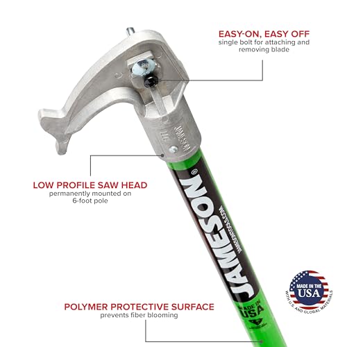 Image of Jameson LS-Series Hollow Core Landscaping Tree Trimming Kit | 16 inch Barracuda Saw Blade | 18-Foot Reach | Fiberglass Poles with Leaf Spring Locking Buttons | Tree Pruning & Trimming Tool