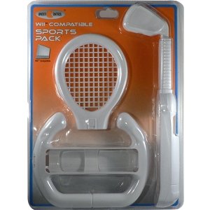 Pack Wii sports raquette/club de golf/volant Blanc