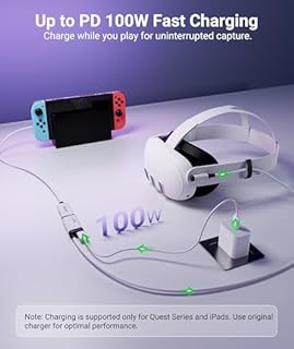 Syntech 2K@30Hz Video Capture Card with 100W PD Charging 5FT Compatible with Quest 3S/3/2, Made for Meta, 4K Input HDMI Female to USB-C Capture Card for Stream VR Game Recording for Switch, PS5, iPad