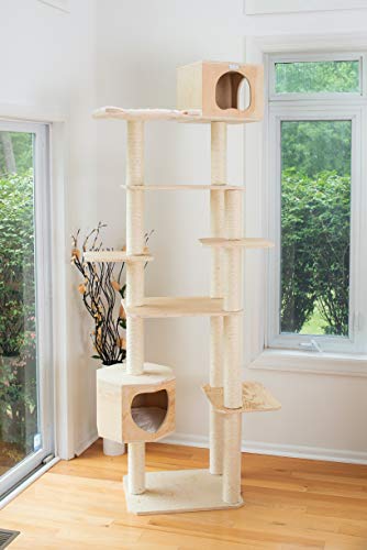 Armarkat 89" Solid Wood Cat Tree Condo Furniture S8902, Tan, 49"(L) X34(W) X89(H)
