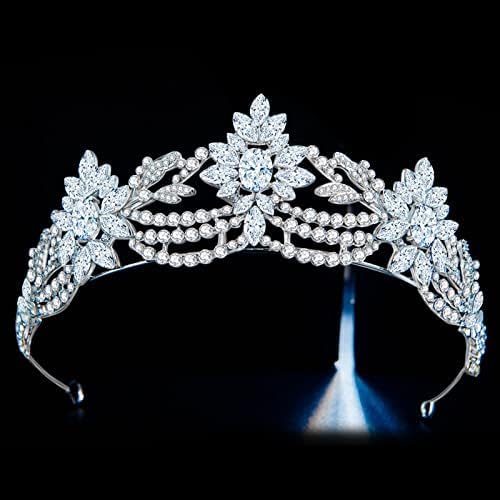 Diamond Tiara luksusowy sześcien cyrkon kryształowe tiary ślubne koronki norceston bal.