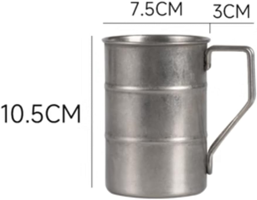 DOUKI Barrel Shaped Beer Stein with Good Grip Handle Industrial Style Metal Beer Mug Reusable Drinking Supplies for Camping Picnic