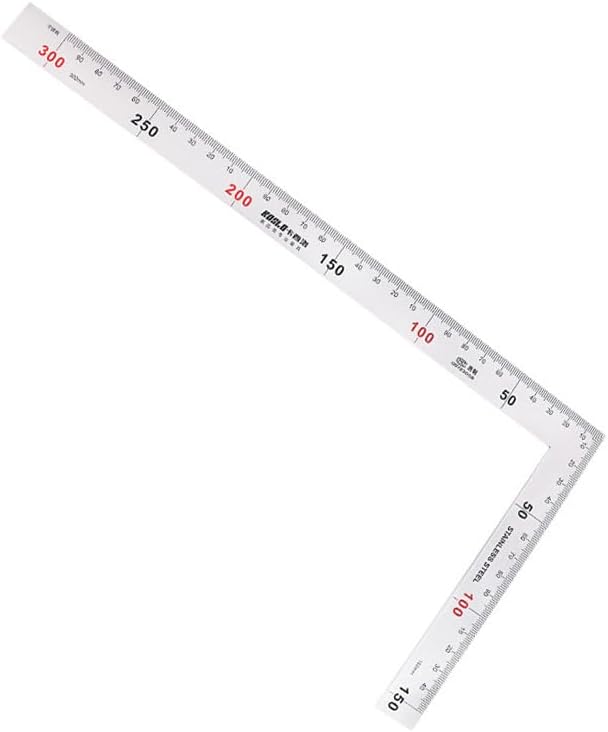 - SagaSave Right Angle Ruler Metric Stainless Steel L Shape 90 Degree Square Layout Measuring Tool for Carpenter Engineer Architectural Design, Easy to Read, White (300×150×1.2mm)