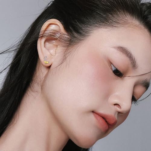 StoryMidir ミツバチ ピアス 蜂 スタッドピアス シルバー925 金属アレルギー対応 レディースピアス プラチナ仕上げ 可愛い ガール 昆虫ピアス アニマル プレゼント ジュエリー アクセサリー 女性ヘの贈り物 ギフト クリスマス ホワイトデー 母の日 誕生日 お祝い 記念日