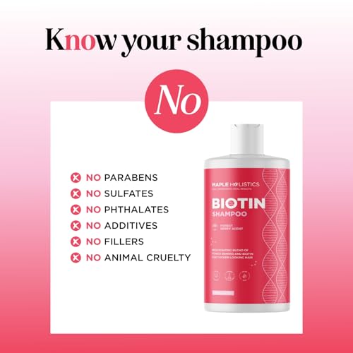 Image of Fruity Biotin Shampoo for Thinning Hair - Volumizing Shampoo for Fine Hair with B Vitamins Rosemary Pomegranate & Strawberry Oils - Paraben Silicone and Sulfate Free Vegan Formula (16 Fl Oz)