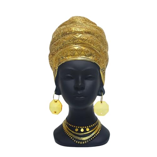 FLJZCZM African Women Statues for Home Decor, Vintage Black Lady Art Bust Figurines, Aesthetic Shelf and Table Ornaments, Decor Accents and Gifts for Women